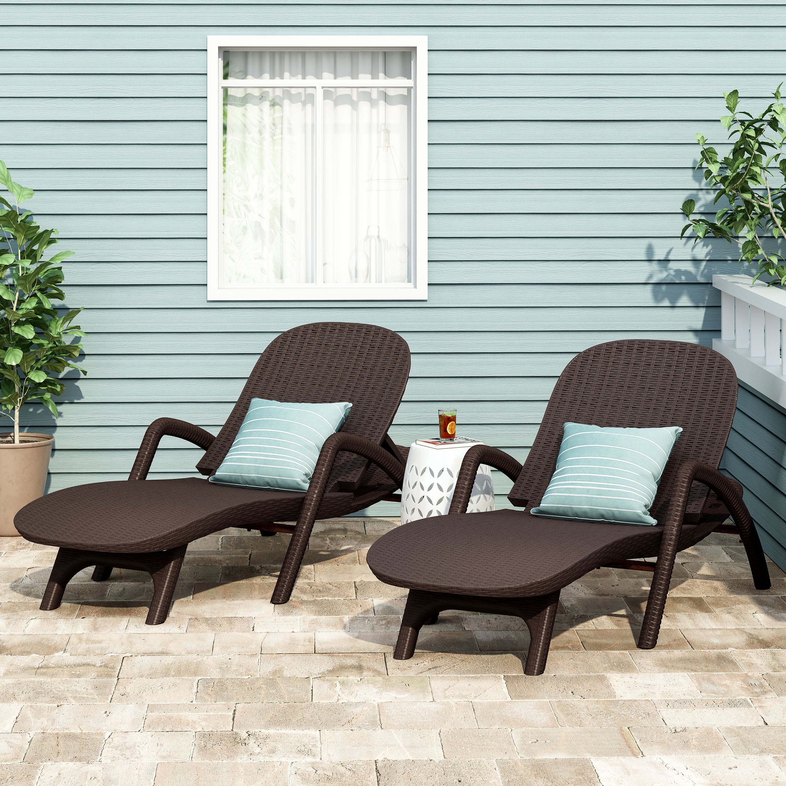 Farirra Outdoor Faux Wicker Chaise Lounges (Set of 2)