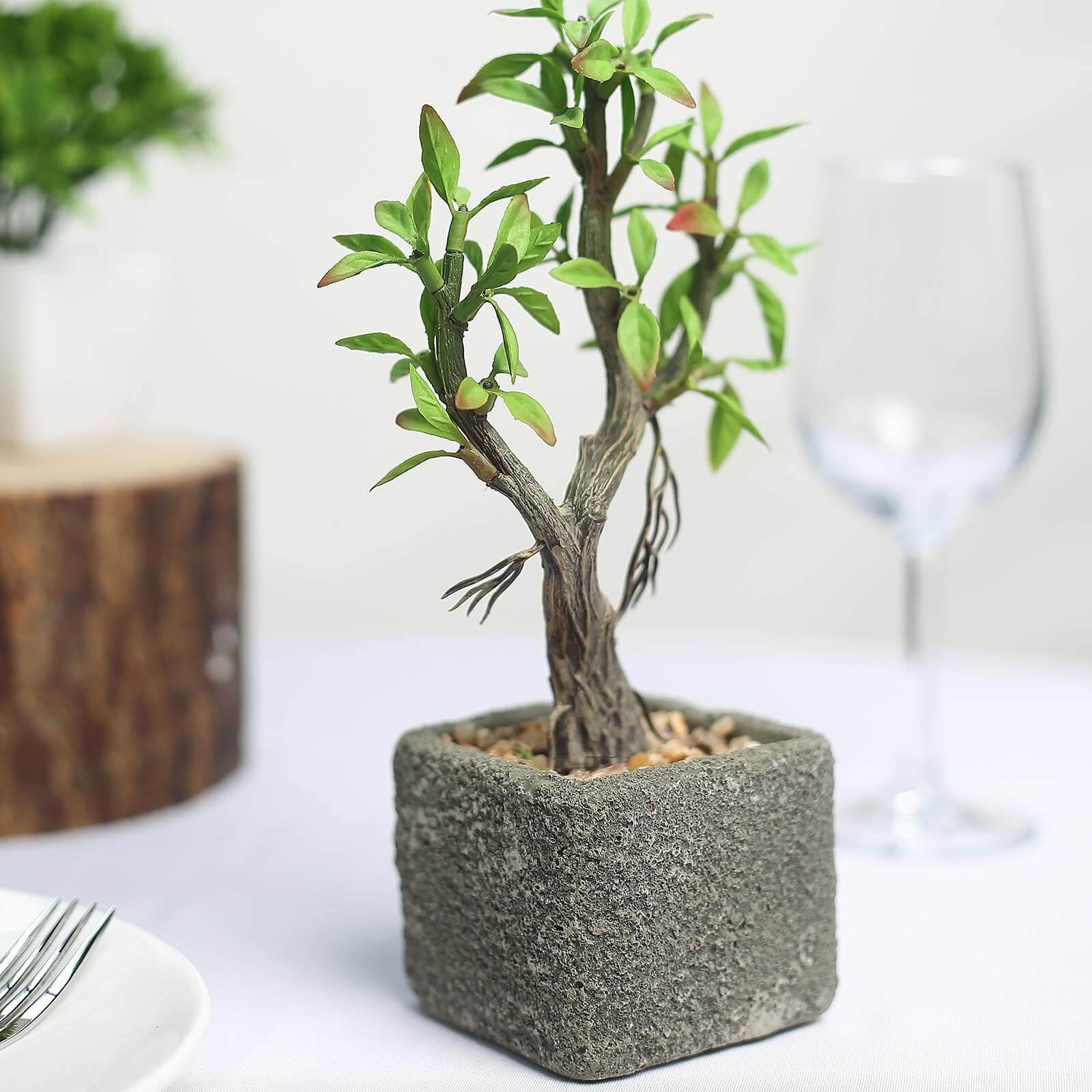 Concrete Planter Pot and Artificial Willow Tree Succulent Plant 9