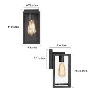 LNC Modern Black Outdoor Sconce with Clear Glass Shade 1-Light Minimalist Exterior Wall Lantern for Deck Patio Porch Pathway 6FIAAFHD14246S7