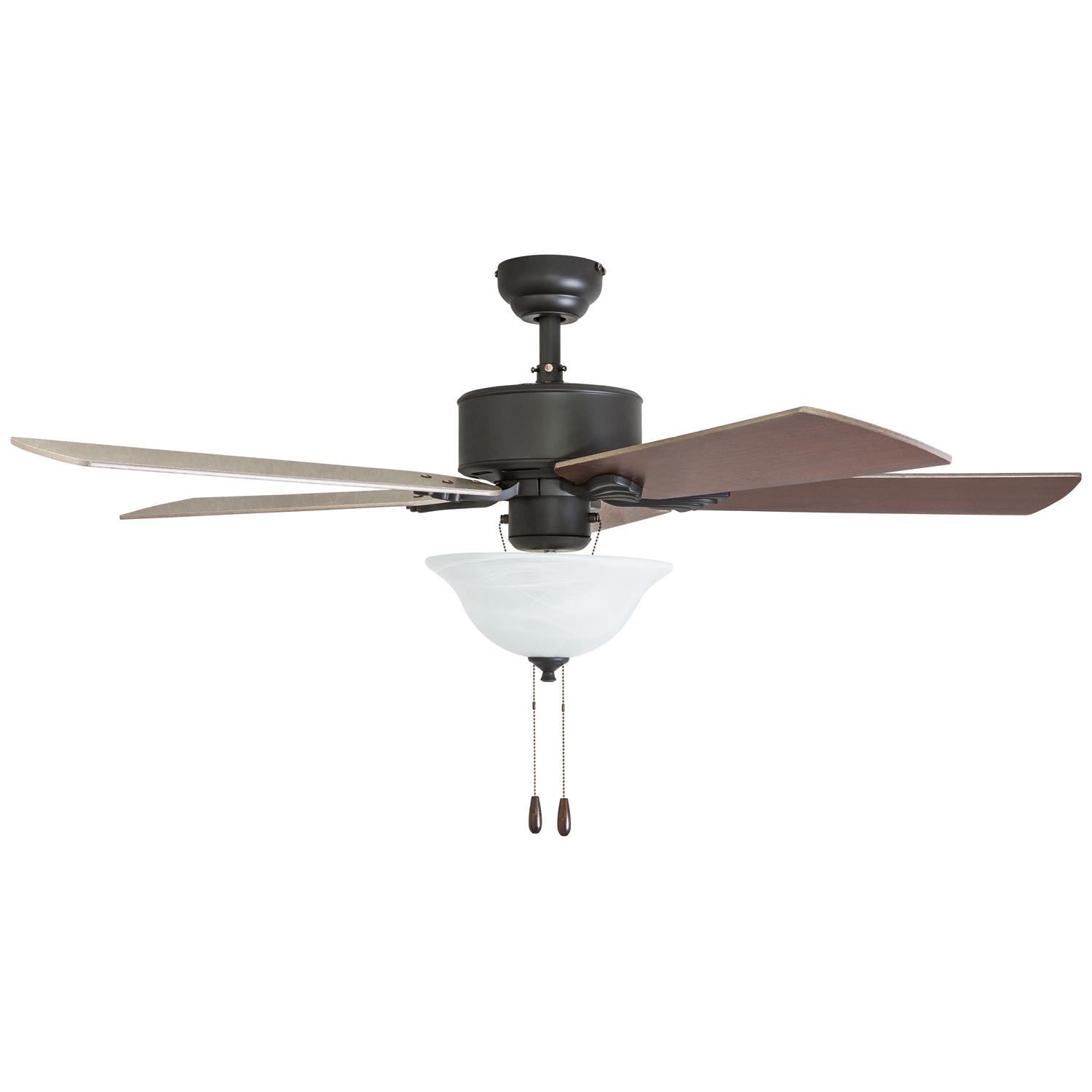 Prominence Home 50668-35 Berclair Traditional 52-Inch Aged Bronze Indoor Ceiling Fan， LED Bowl Light with Chilled Gray / Chocolate Maple Blades