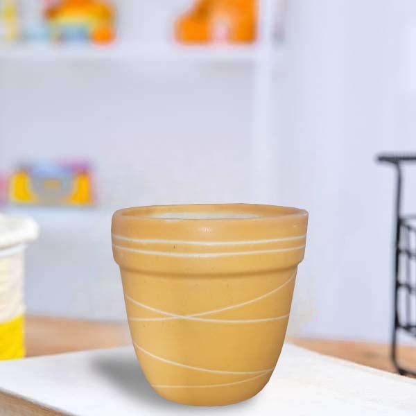 4.5 inch (11 cm) Thread Design Round Ceramic Pot with Rim