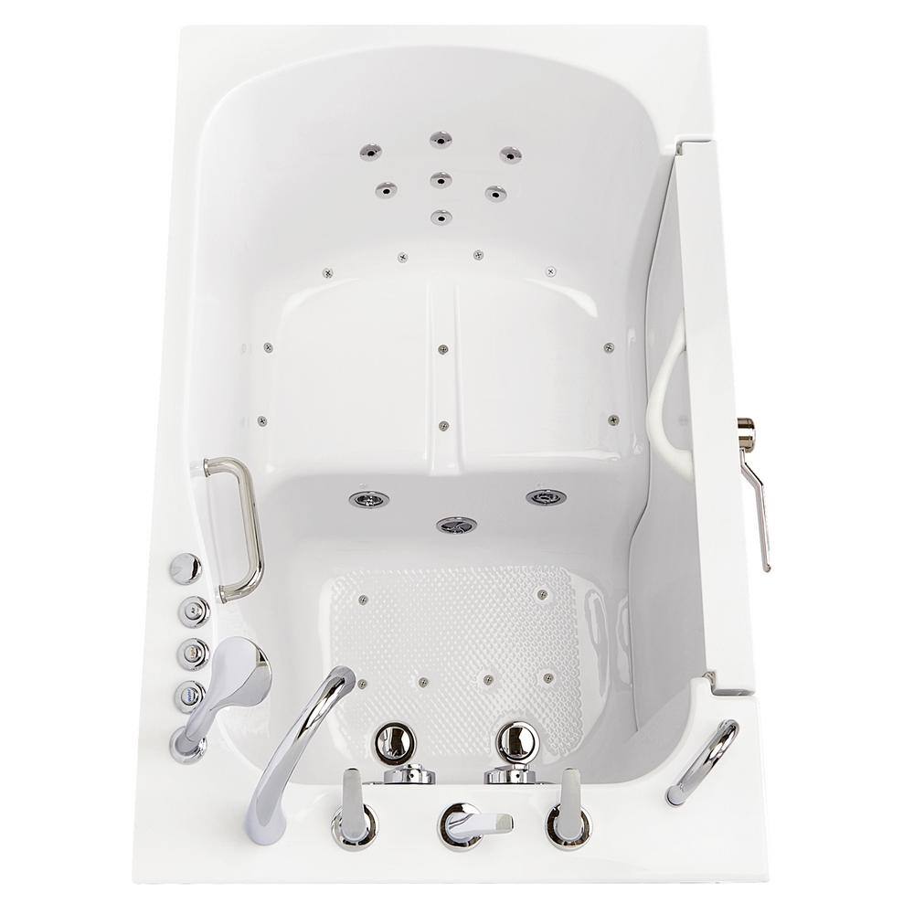 Ella TransferXXXL 55 in. x 36 in. Acrylic Walk-In Whirlpool and Air Bath Bathtub in White Fast Fill Faucet LHS Dual Drain OLA3655D5PL