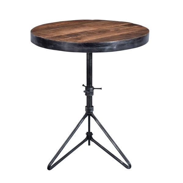 Somette Adjustable Round Accent Table， Braden Natural and Restoration - 24