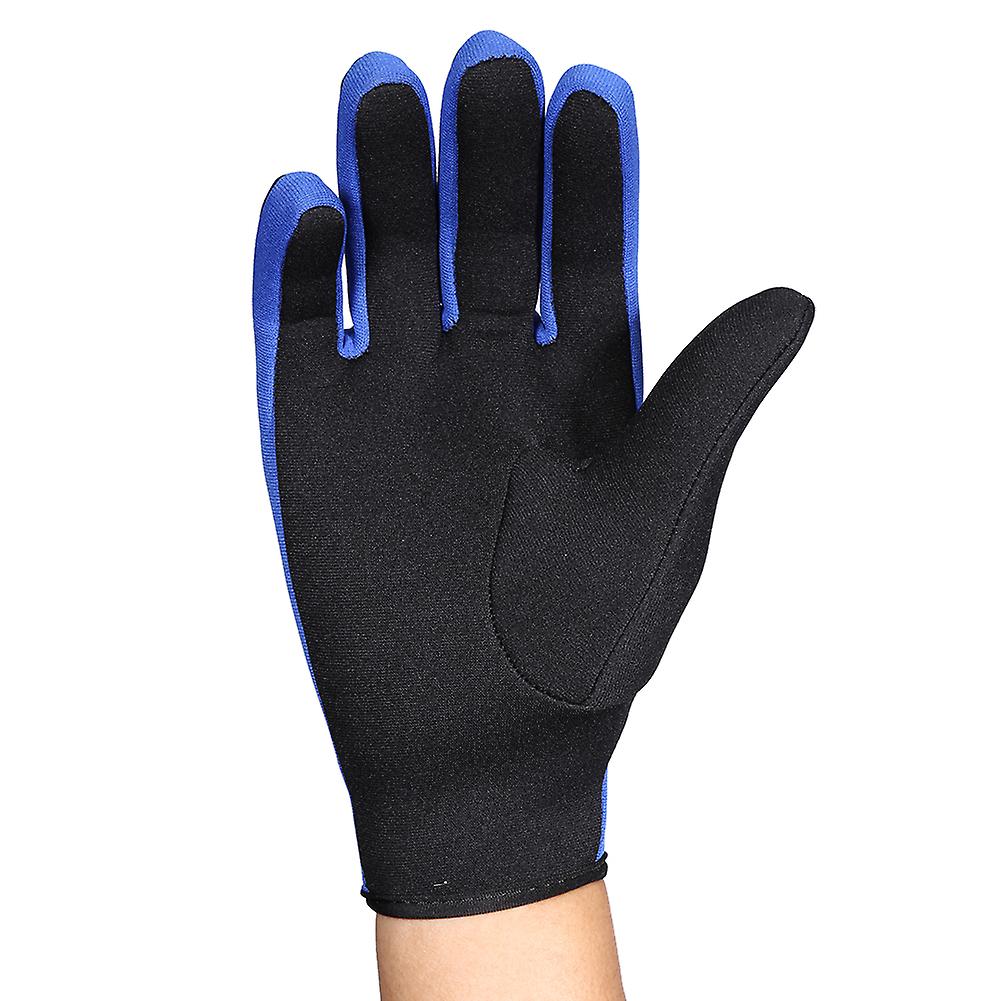 1pair Set Diving Neoprene Snorkeling Surfing Water Sport Skid Proof Wetsuit Gloves Black Blue L