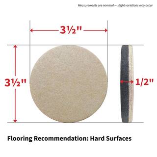 Everbilt 3-12 in. Beige Round Self-Adhesive Felt Heavy-Duty Furniture Slider Glides for Hard Floors (4-Pack) 4713444EB