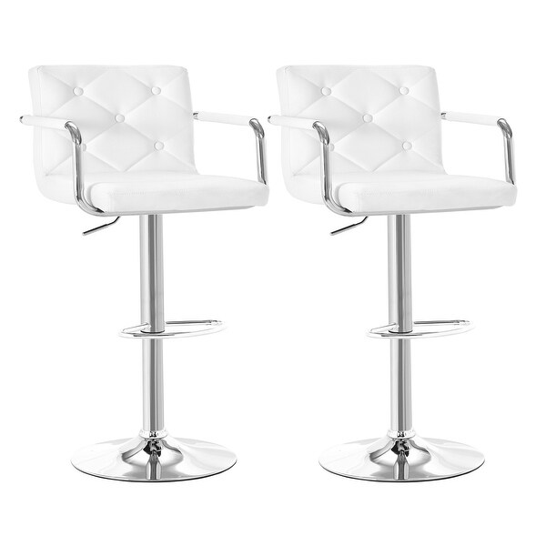 VECELO， Adjustable Swivel Modern Bar Stools (Set of 2/Set of 4) - Black， White