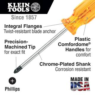 Klein Tools #2 Profilated Phillips Head Screwdriver with 12 in. Round Shank P212