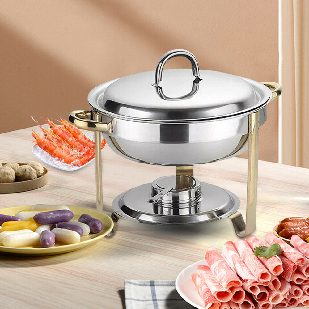 Miumaeov 4L Buffet Catering Stainless Steel Chafer Round Chafing Dish Food Warmer