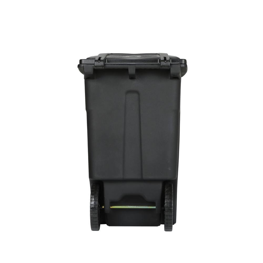 Toter 48 Gallon Black Rolling Outdoor GarbageTrash Can with Wheels and Attached Lid 79248-R2200