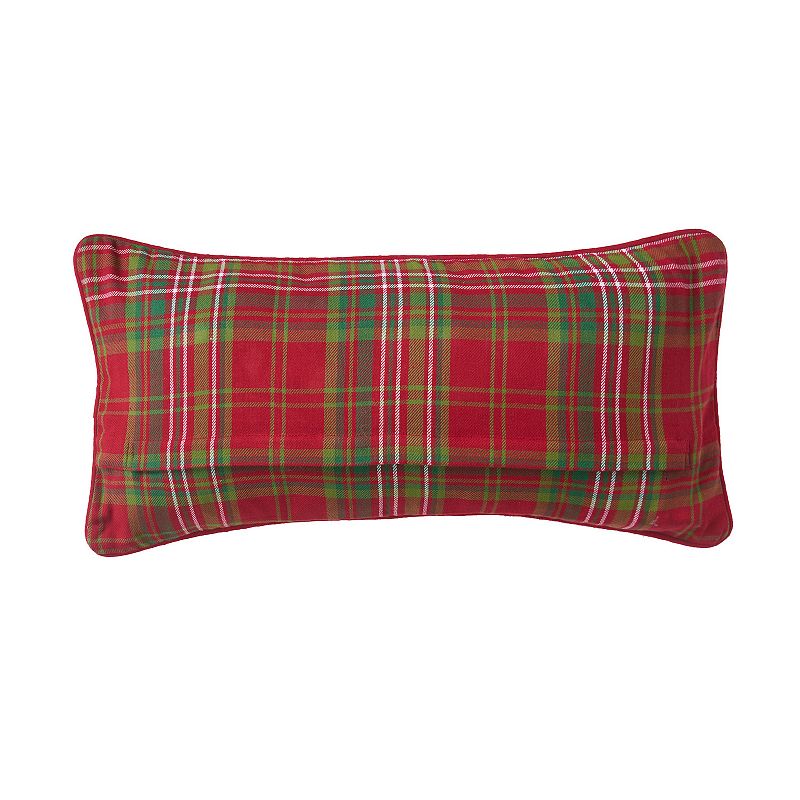 CandF Home Reindeer Plaid and Lights Christmas Throw Pillow