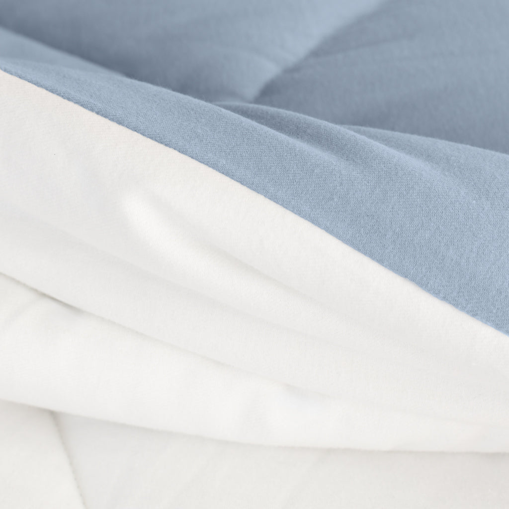 French Blue and Soft White Reversible Flannel Comforter