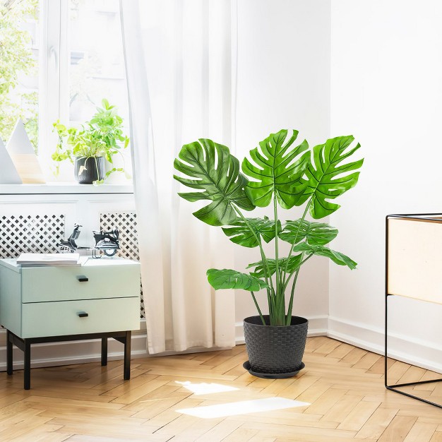 Trinity Artificial Monstera Deliciosa Plant 29inch Faux Monstera Tropical Palm Tree With Pot For Home Decor Indoor Living Room Office