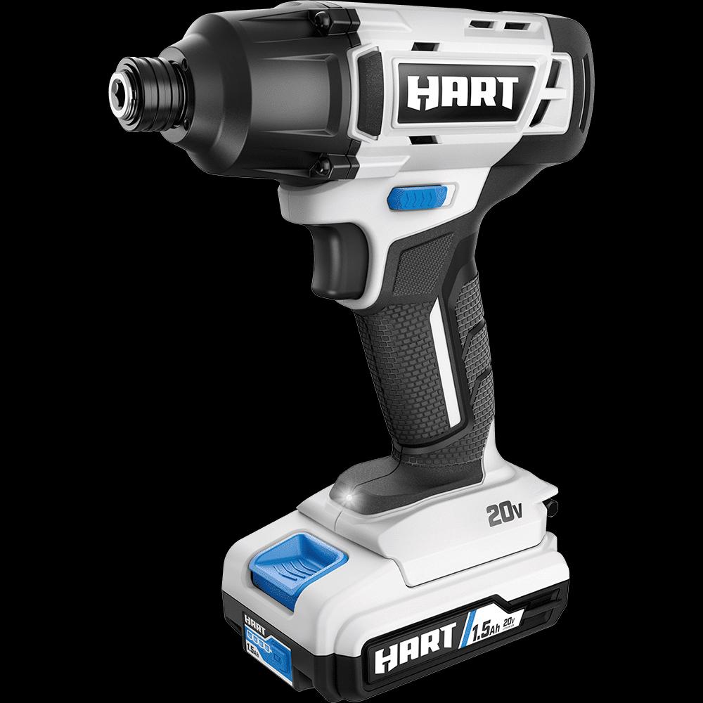 HART 20-Volt Cordless Impact Driver Kit， (2) 1.5Ah Lithium-Ion Batteries， Gen 2