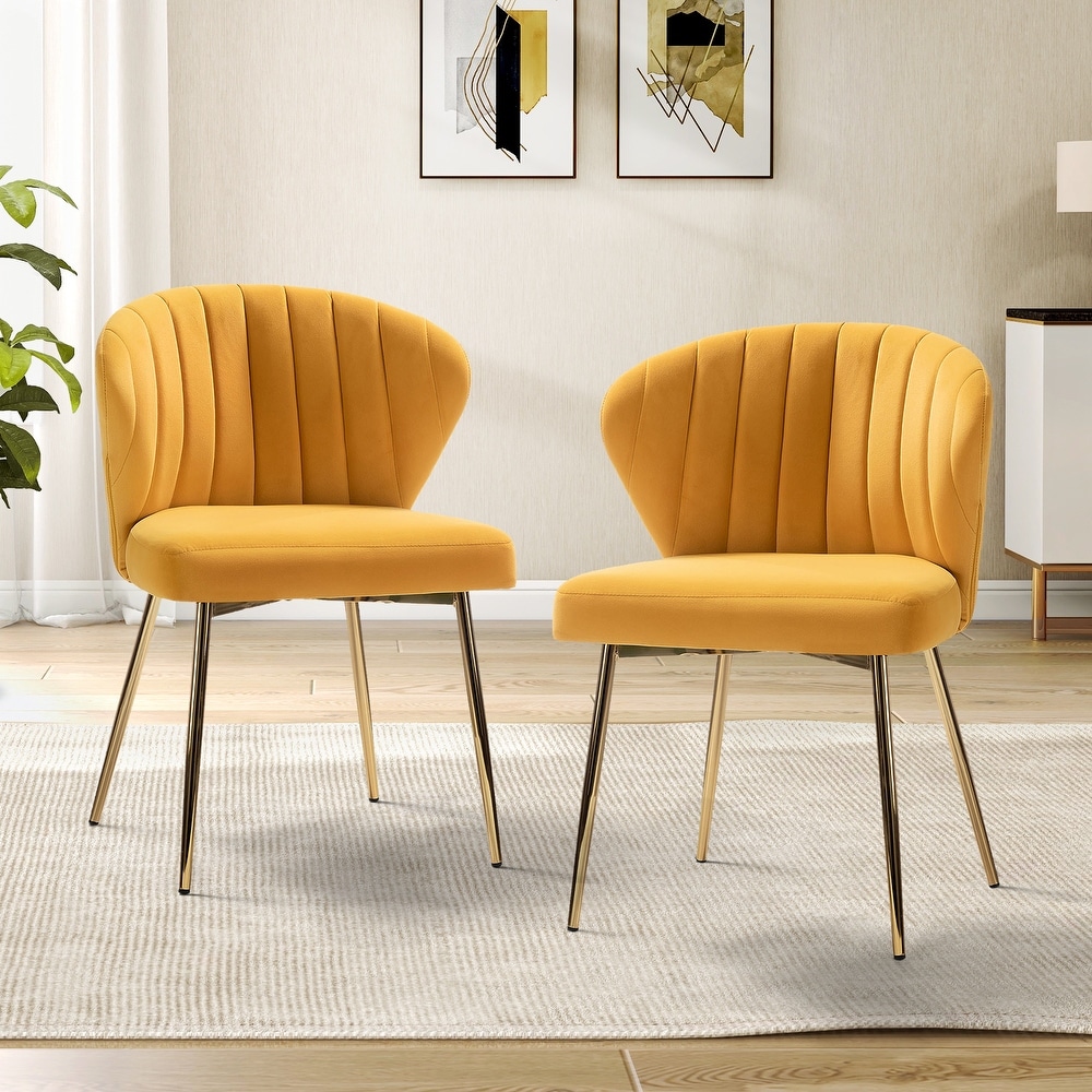 Barbara Contemporary Upholstered Side Chair with Small Base Set of 2 by HULALA HOME