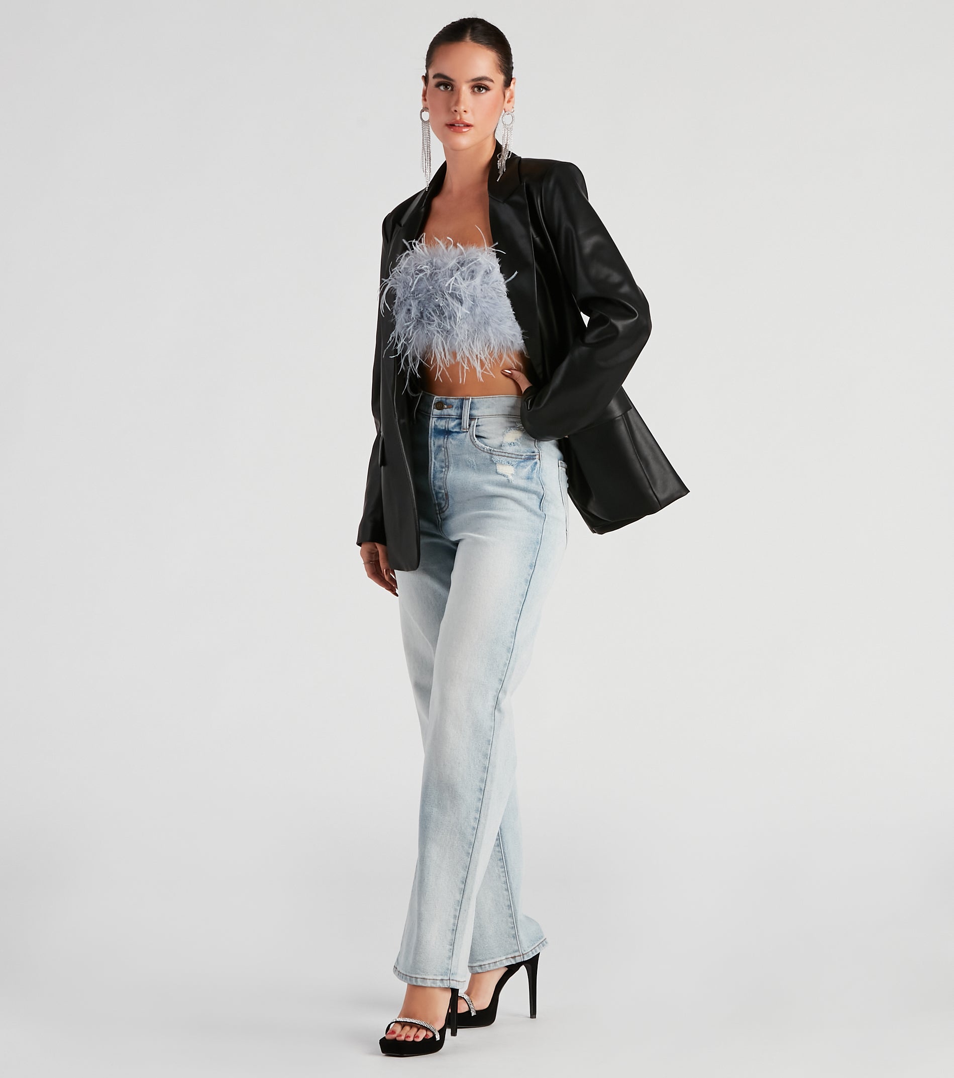 Keep It Trendy Oversized Faux Leather Blazer