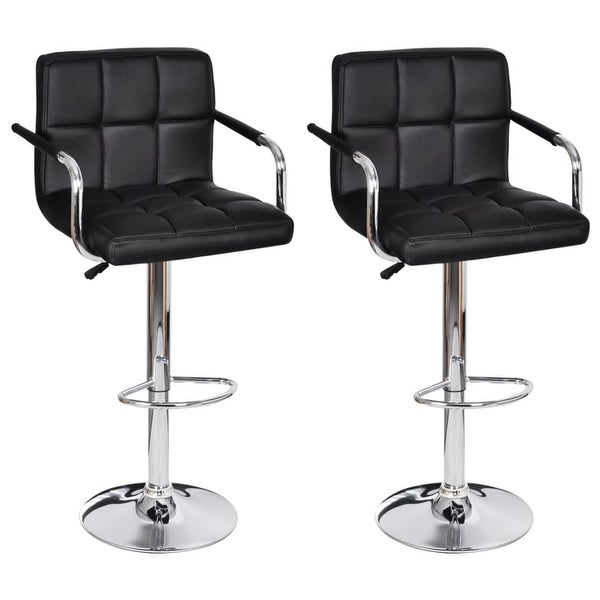 vidaXL Bar Stools 2 pcs Black Faux Leather - 20.5