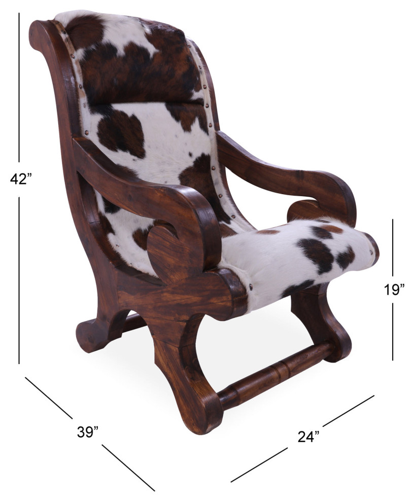 Reclaimed Wood Hair On Cowhide Handcrafted Chair C217 FC   Rustic   Armchairs And Accent Chairs   by Manhattan Rugs  Houzz