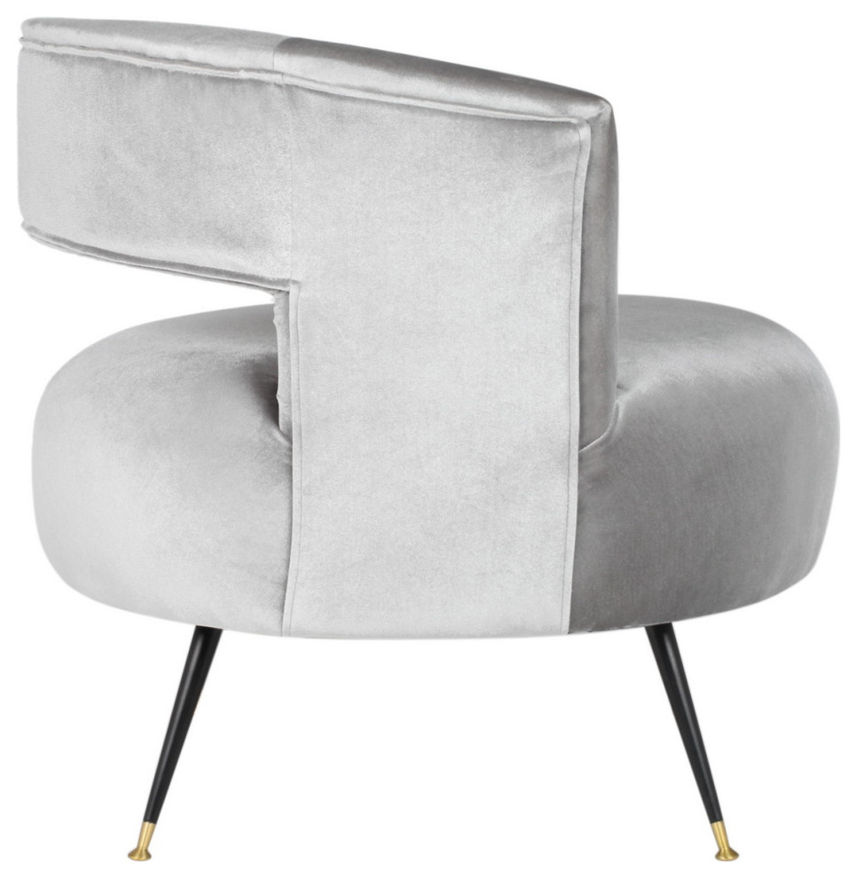 Natalie Velvet Retro Mid Century Accent Chair Light Grey   Midcentury   Armchairs And Accent Chairs   by Peachtree Fine Furniture  Houzz