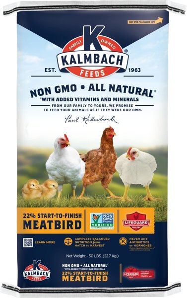 Kalmbach Feeds All Natural Non-GMO 22% Start to Finish Meatbird Poultry Feed， 50-lb bag