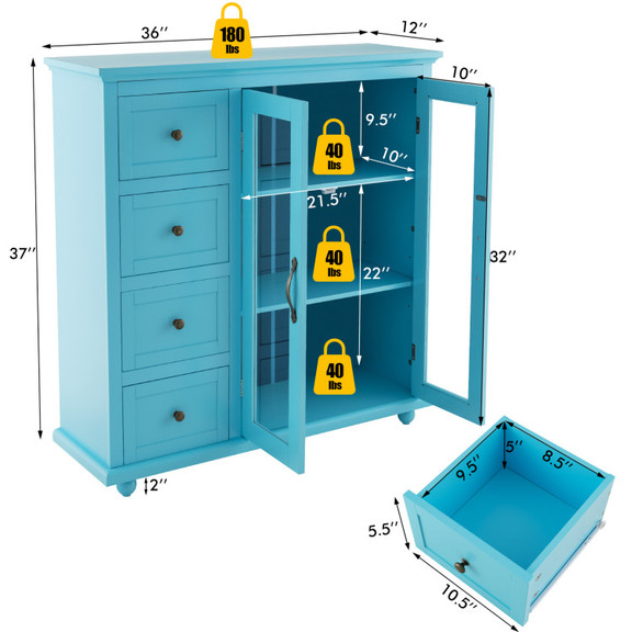 Costway 40598761 Buffet Sideboard Table Kitchen St...