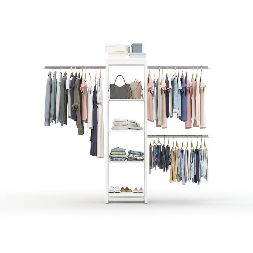 CLOSETS By LIBERTY 48 in. W to 92 in. W White Closet Shelf Tower with Rod Extensions Wood Closet System HSUL06-RW-RO