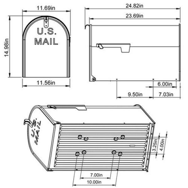 Architectural Mailboxes Stanley Black Extra Large Steel Post Mount Mailbox ST200BAM