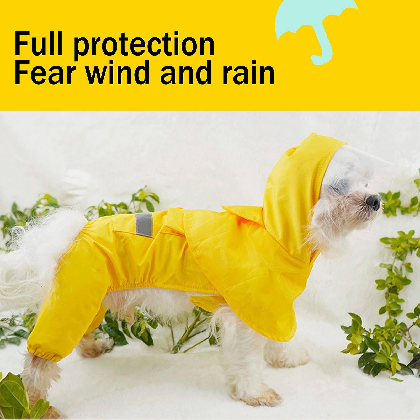 Dog Raincoat Waterproof Windproof Thickened Adjustable Dog Hoodie Adjustable Dog Raincoat With Pocket And Reflective Strips For Rain Weather[large]