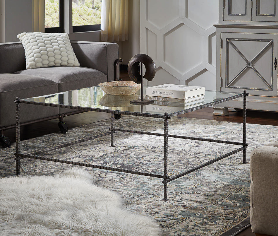 Serrated Edge Iron Square Coffee Table   Traditional   Coffee Tables   by Sideboards and Things  Houzz