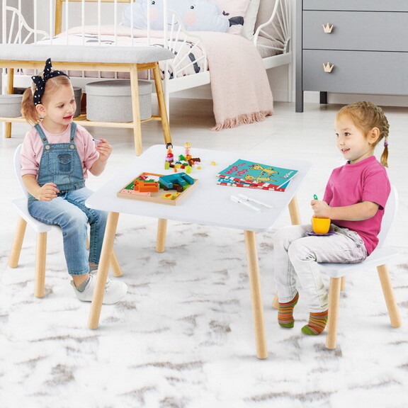 Costway 57386421 3 Pieces Kids Table and Chairs Se...