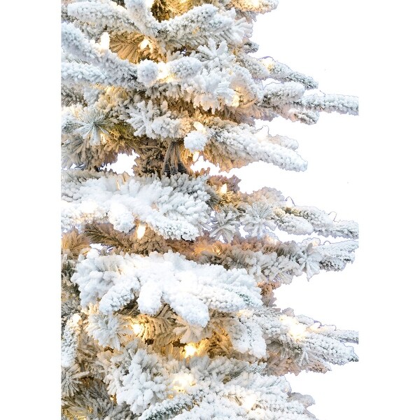 Fraser Hill Farm 12Ft. Flocked Pine Valley Christmas Tree with Warm White LED Lighting