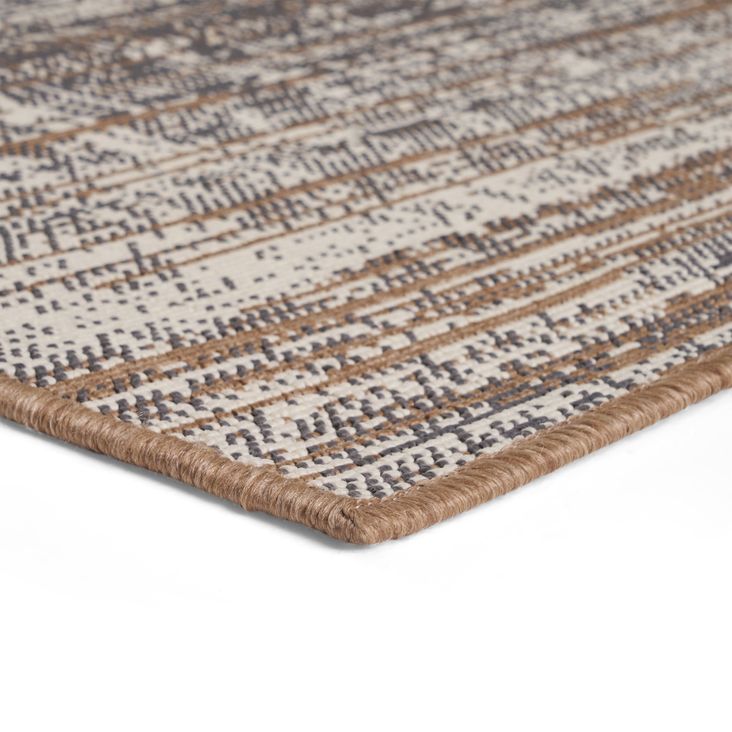 Katherine Outdoor Contemporary Area Rug, Gray and Beige