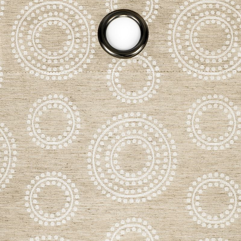 Kate Aurora Contemporary Woven Jacquard Modular Circles Grommet Top Single Window Curtain Panel