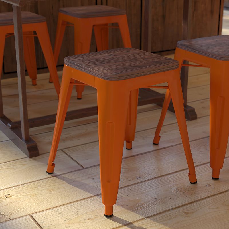 Flash Furniture Kai Orange Backless Table Height Stool 4-piece Set