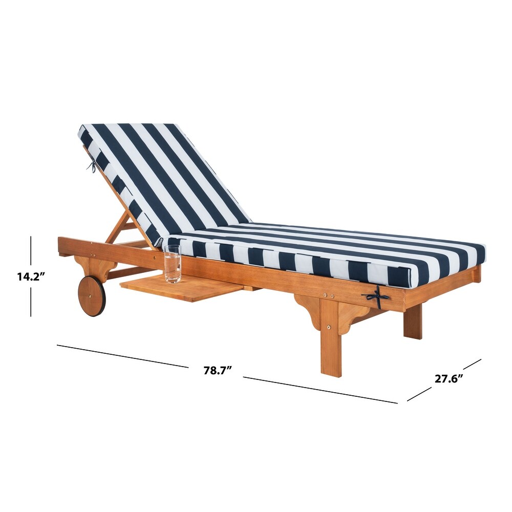 SAFAVIEH Outdoor Navy/White Striped Adjustable Chaise Lounge