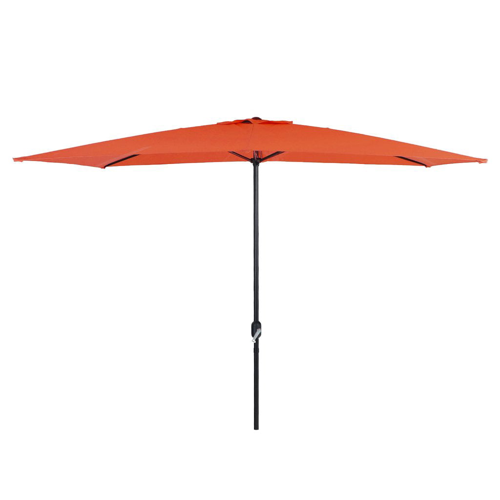 MF Studio 10 x 6.6ft Rectangle Patio Table Umbrella Outdoor Market Umbrella with 6 Steel Ribs and Crank Handle, Orange