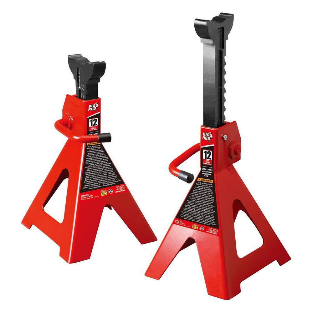 Big Red 12-Ton Heavy-Duty Jack Stands (2 Pack) T412002