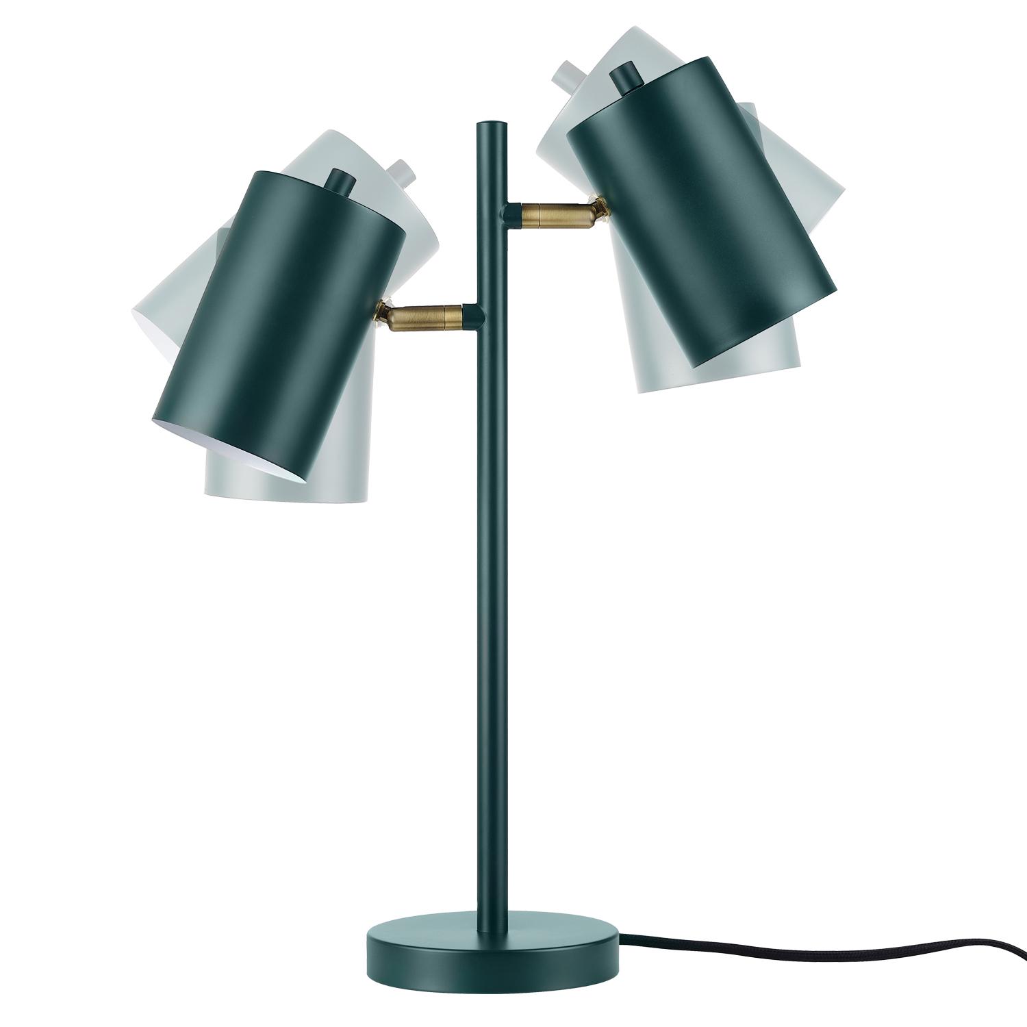 Globe Electric Pratt 20 2-Light Matte Forest Green Desk Lamp with Rotary Switch on Shades， 91000128