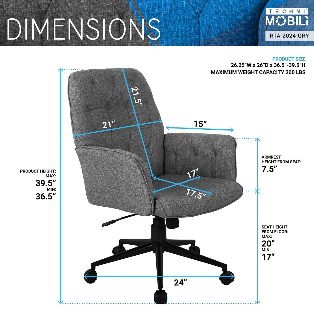 Tufted Accent Chair Swivel Adjustable Desk Chair for Office