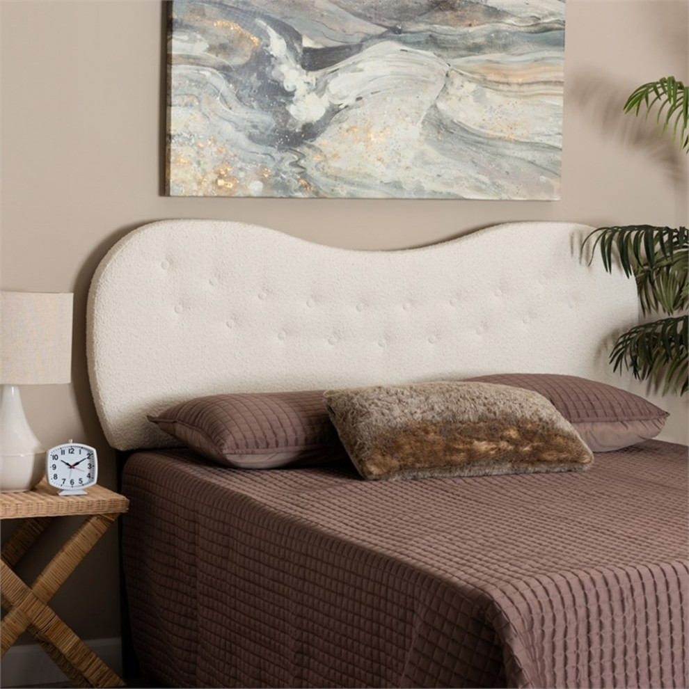 Baxton Studio Brantley Modern Cream Boucle Fabric Queen Size Headboard   Transitional   Headboards   by Homesquare  Houzz