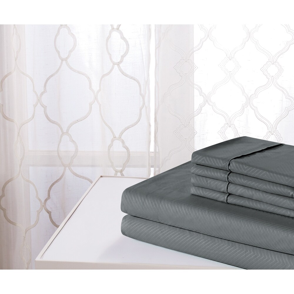 Rayon from Bamboo 4 Piece Luxury Chevron Embossed Sheet Set