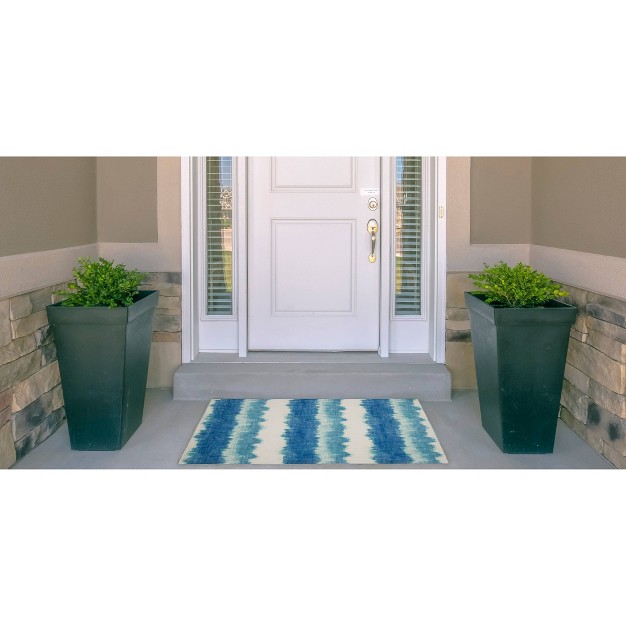 Danton Washable Outdoor Rug Ivory blue Linon