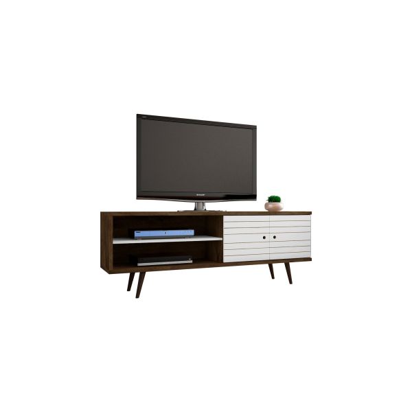 Liberty 62.99 TV Stand and Panel in Rustic Brown and White