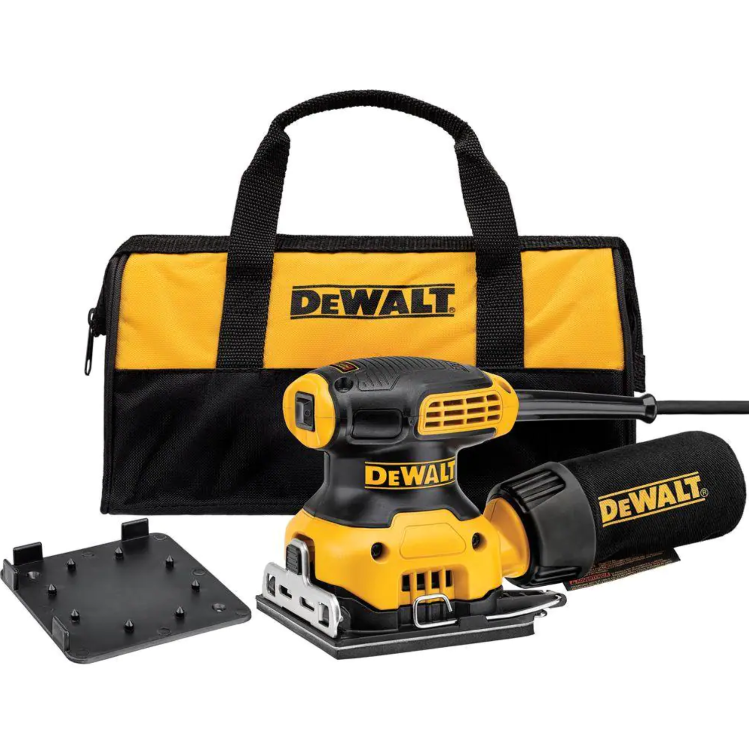 DEWALT DWE6411K 2.3 Amp Corded 1/4 Sheet Palm Grip Sander Kit with Contractor Bag