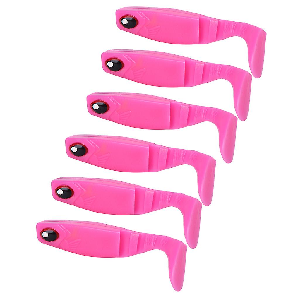 6pcs Pvc Soft Bait Aritificial Lures 4in 0.2oz Jigging Tail Wobblers Fishing Accessoriespink