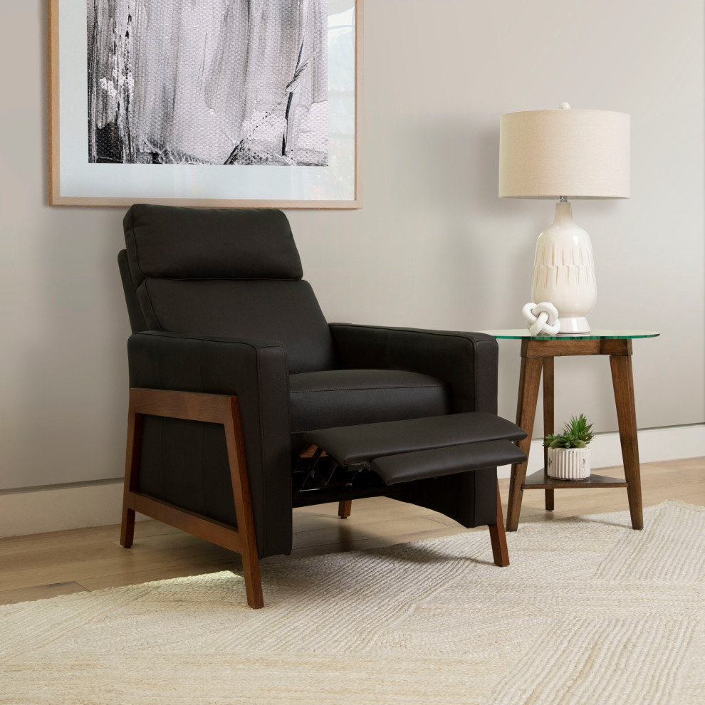 Carmine Leather Pushback Recliner   Midcentury   Recliner Chairs   by Abbyson Living  Houzz