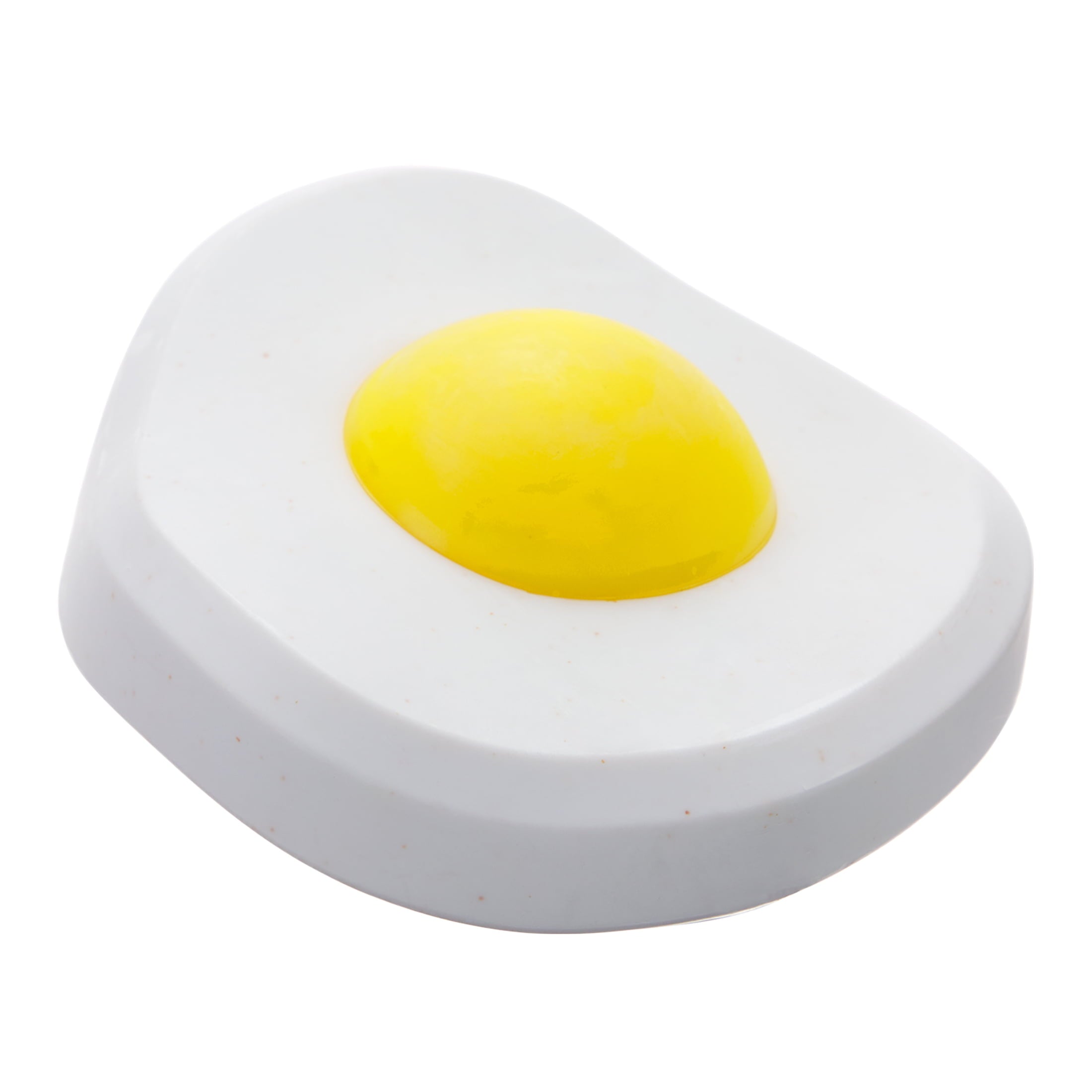 BARK Egg Over Hard Dog Toy， White and Yellow - Barkfest in Bed