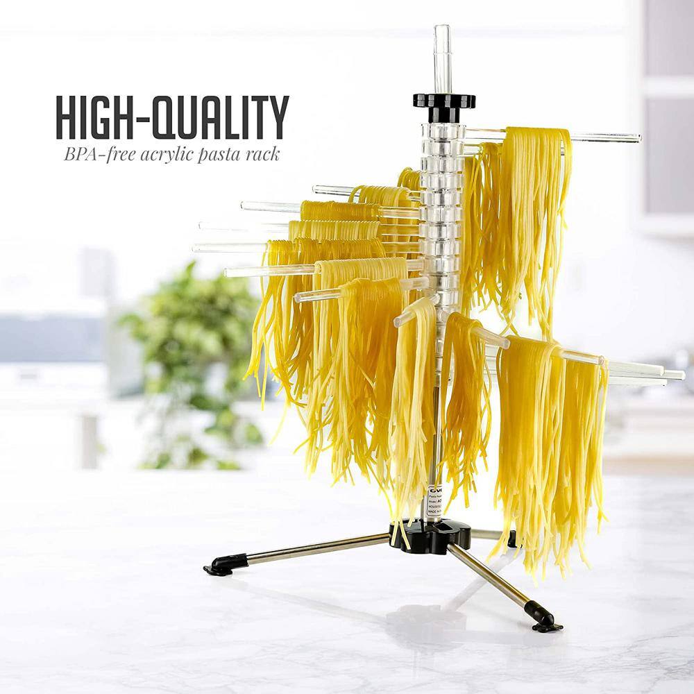 OVENTE BPA-Free Acrylic Spiral Drying Rack Wand Pasta Maker Accessories 3-Legged Sturdy Base (ACPPA900C) ACPPA900C