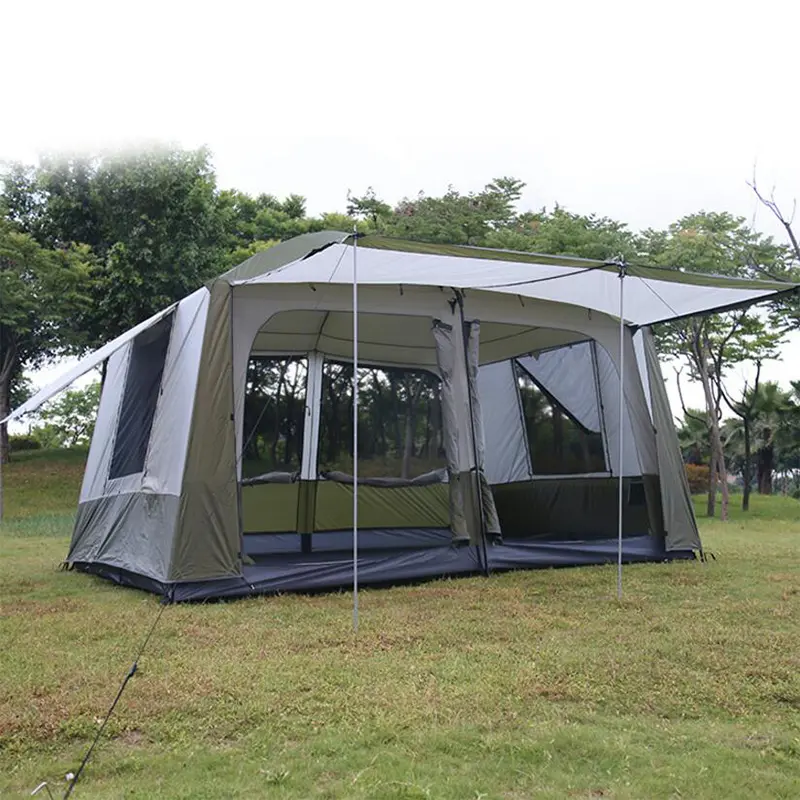 Large 2 Rooms 1  Living Room Luxury Family Camping Tent For 6 12 Persons Automatic Instant Outdoor Waterproof Glamping Tents/