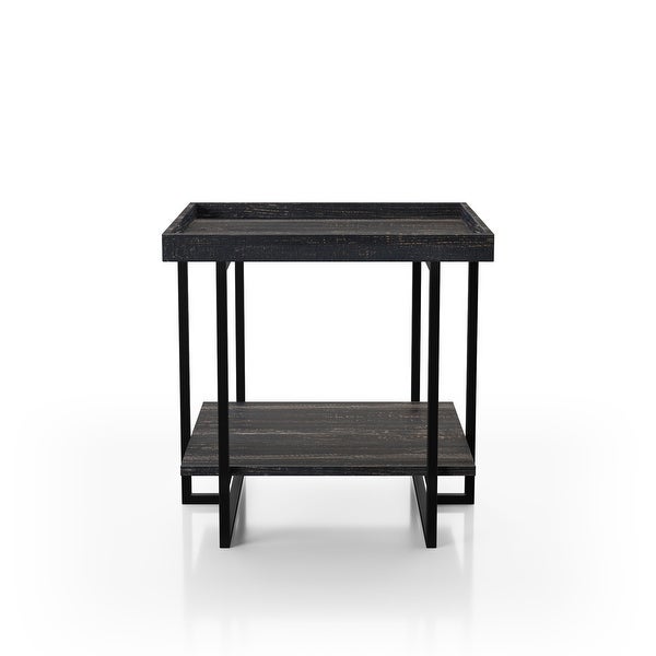 Furniture of America Alivia Rustic Black 24-inch 1-shelf Side Table