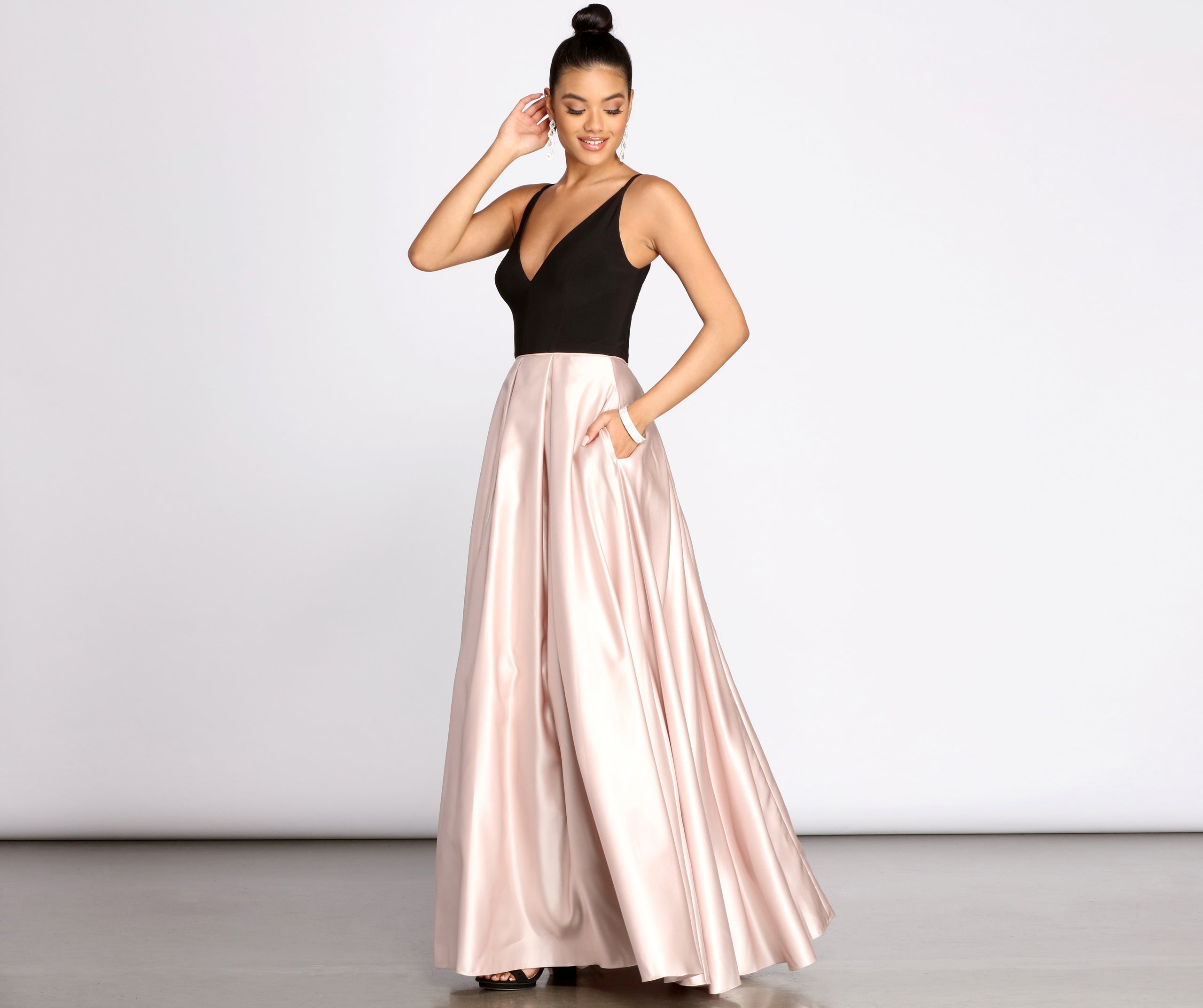 Alex Pleated Satin Ball Gown